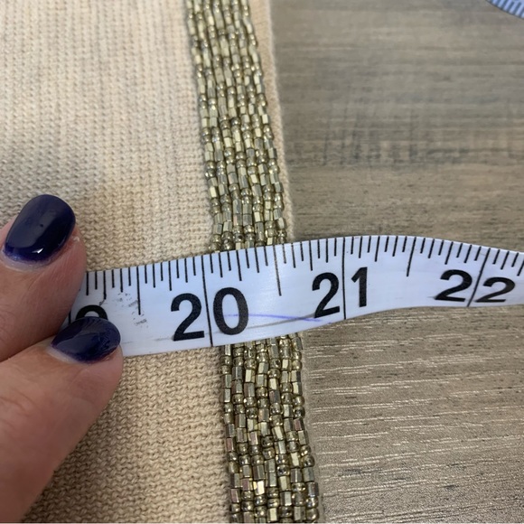 Dana Buchman gold sleeveless layering sweater with gold beads 100% merino wool - Picture 11 of 11